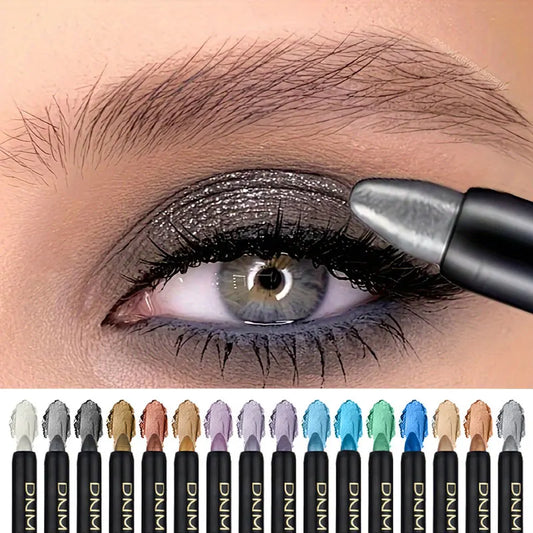 16 colors pearlescent waterproof glitter eyeliner set on white background
