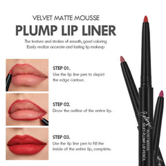Waterproof Matte Lip Liner Pencil – 12 Colors Long-Lasting Lip Contour