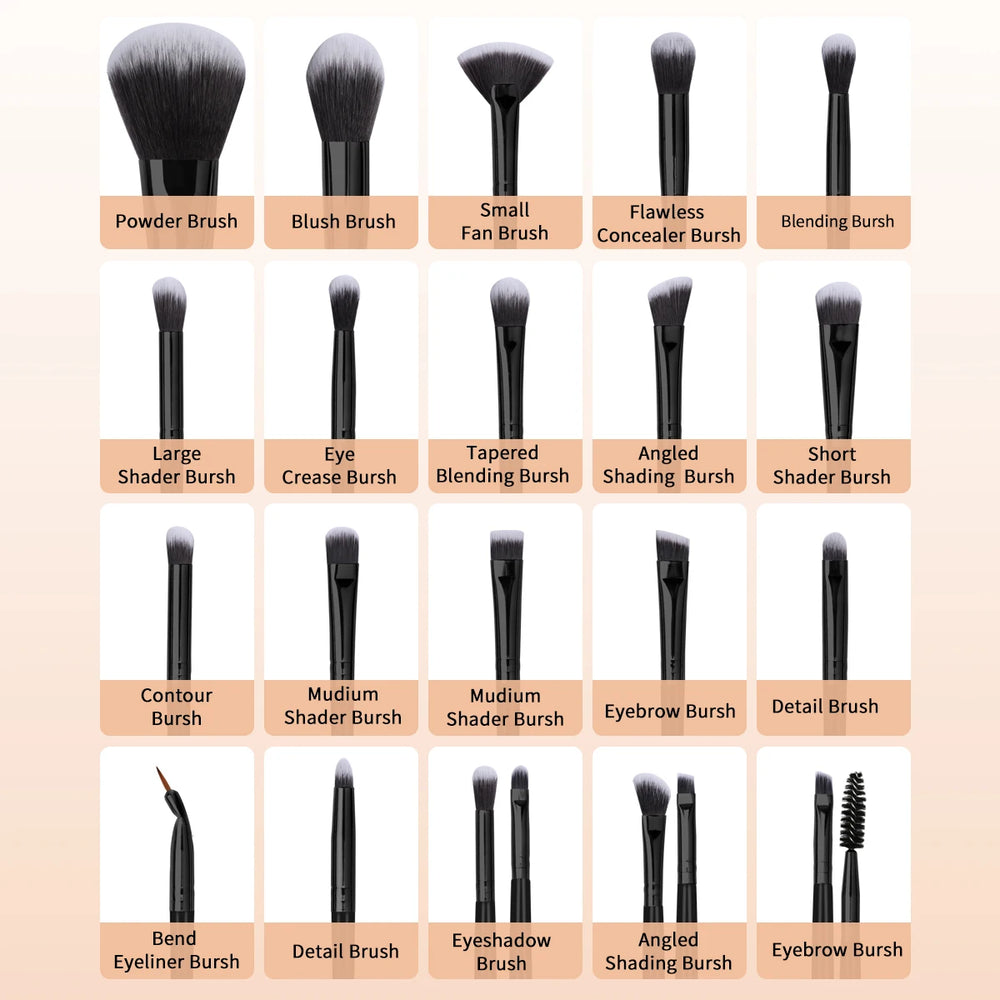 makeup brushes with synthetic soft bristles for face and eyes