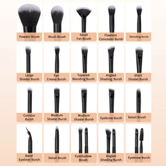 makeup brushes with synthetic soft bristles for face and eyes