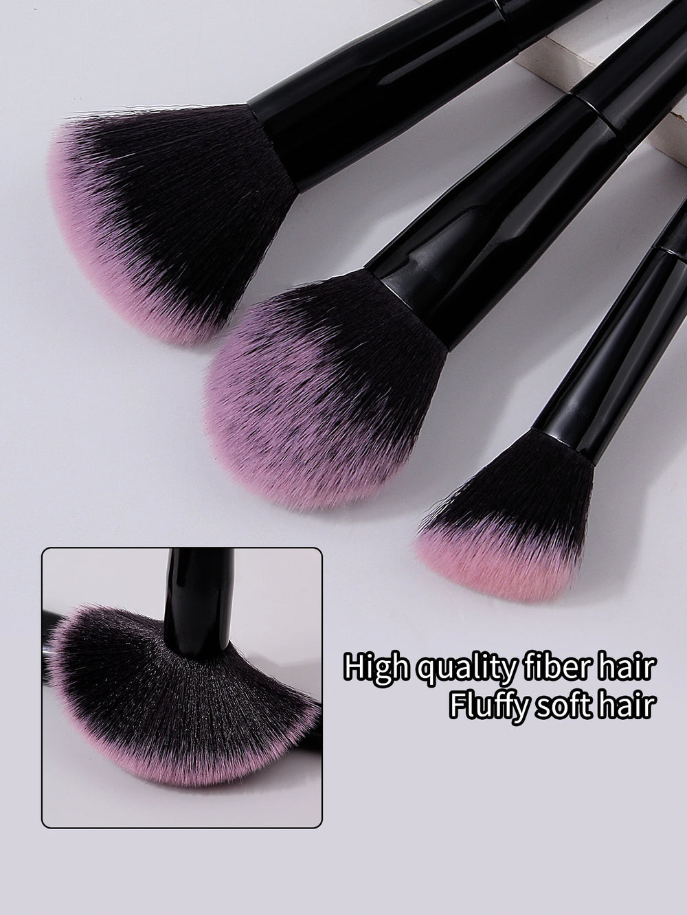 triangular powder puffs included in makeup tool set