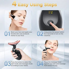 7 color LED light therapy massager for face and neck