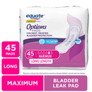 Equate Options Women's Incontinence Pads, Maximum Absorbency, Long Len - Ehanmart