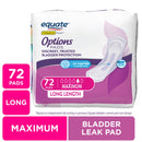 Equate Options Women's Incontinence Pads, Maximum Absorbency, Long Len - Ehanmart
