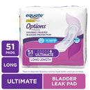 equate options women’s incontinence pads ultimate absorbency long length