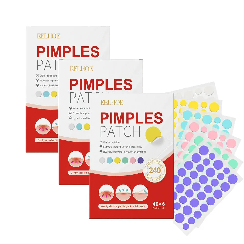 240pcs Shaped Acne Patches – Heart, Star, Flower & Round Invisible Zit Covers