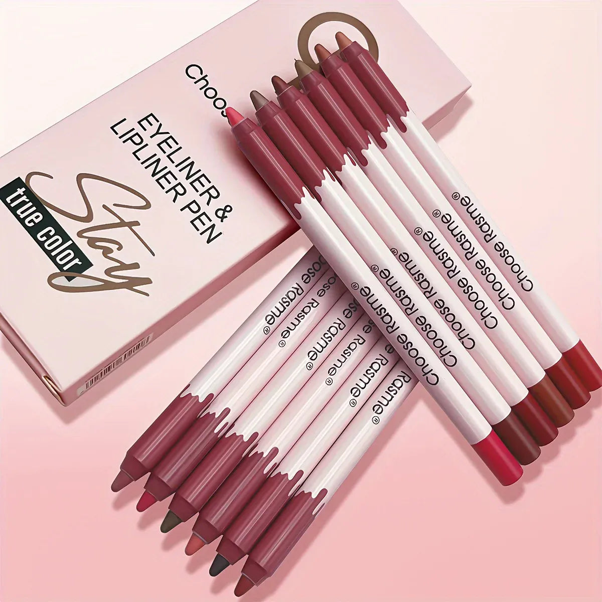 12 Colors Matte Lip Liner Pencil Set – Waterproof, Long-Lasting Nude & Red Lip Contour