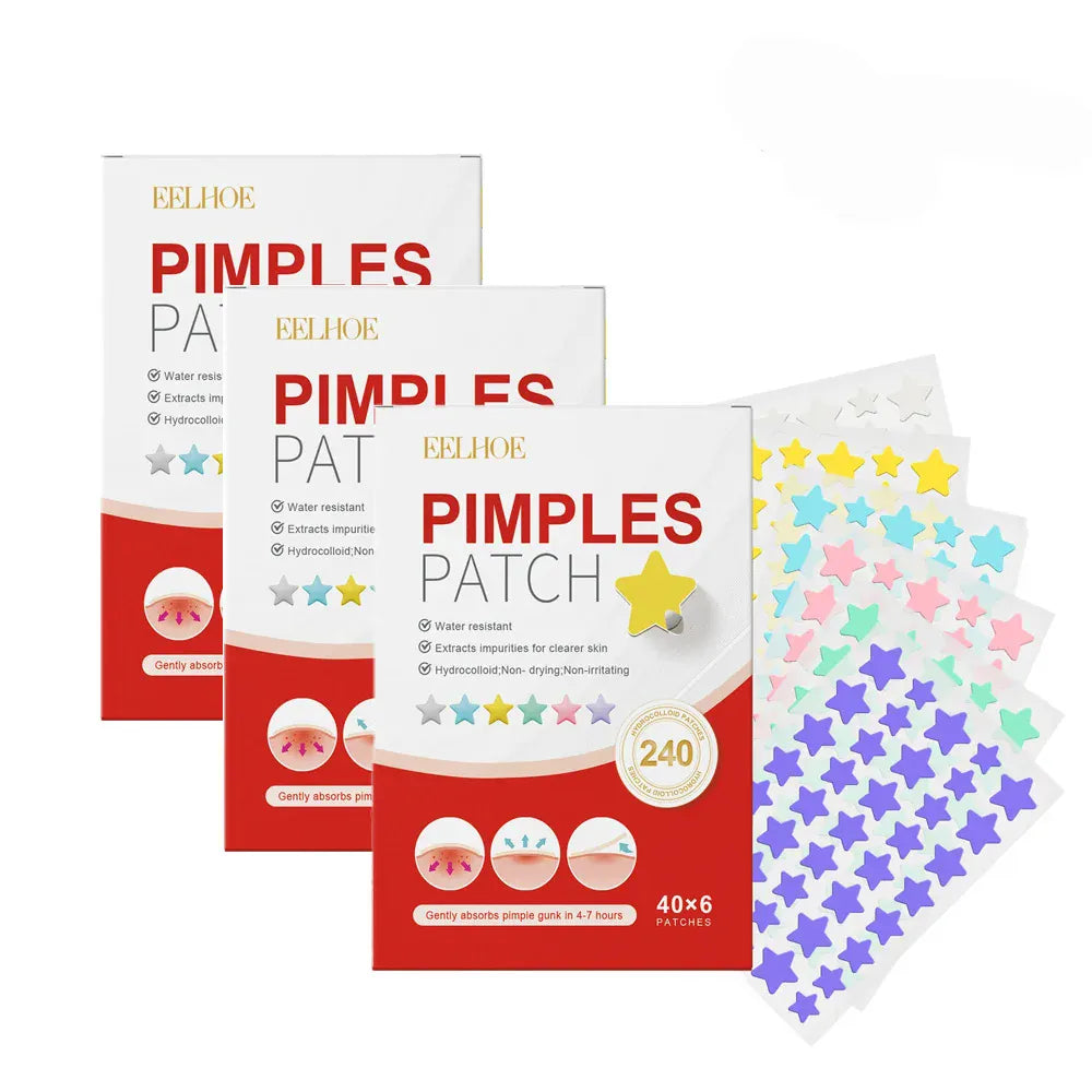 240pcs Shaped Acne Patches – Heart, Star, Flower & Round Invisible Zit Covers