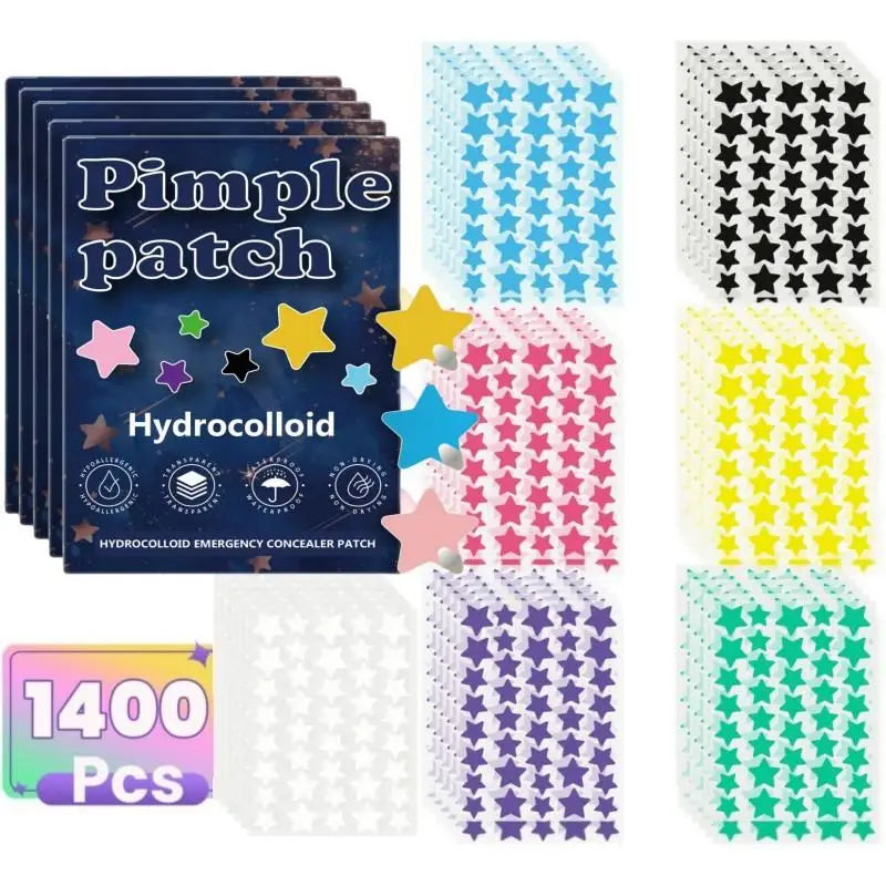 1400PCS Colorful PE Pimple Patches Star Shaped Pimple Cover Sticker Invisible Pimple Cover Removal Pimple Patches