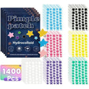 1400PCS Colorful PE Pimple Patches Star Shaped Pimple Cover Sticker Invisible Pimple Cover Removal Pimple Patches