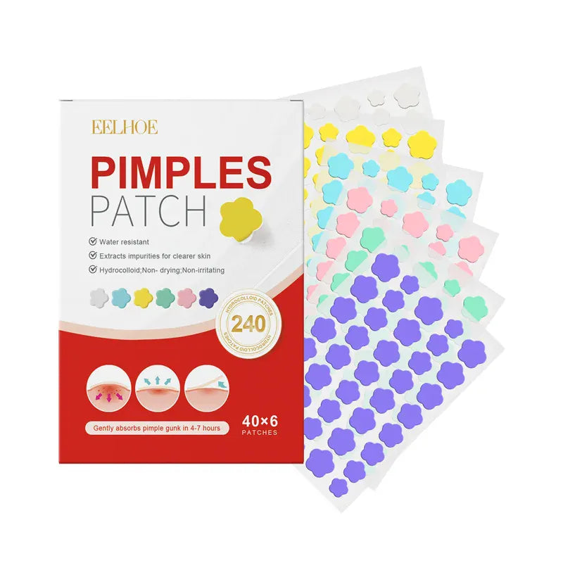 240pcs Shaped Acne Patches – Heart, Star, Flower & Round Invisible Zit Covers