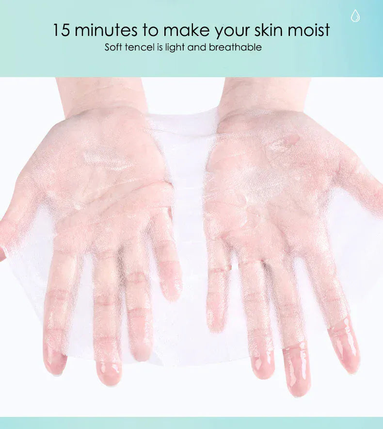 10PCS Hyaluronic Acid Hydrating Facial Mask – Deep Moisturizing & Pore Shrinking Sheet Masks