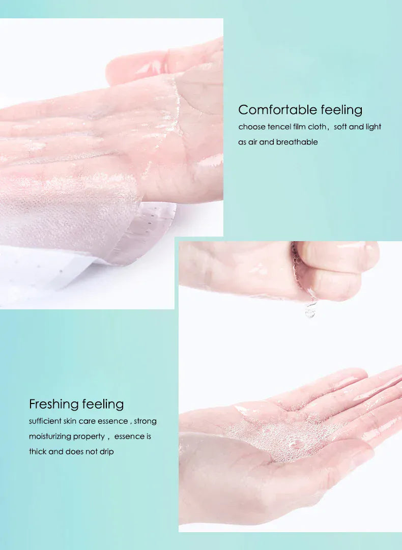 10PCS Hyaluronic Acid Hydrating Facial Mask – Deep Moisturizing & Pore Shrinking Sheet Masks
