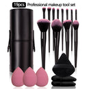 professional face makeup brushes with powder puffs and beauty eggs