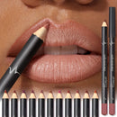 Waterproof matte lipliner pencil 12 colors set on white background